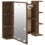 NNEVL Mirror Cabinet with LED Brown Oak 70x16.5x60 cm