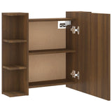 NNEVL Mirror Cabinet with LED Brown Oak 70x16.5x60 cm