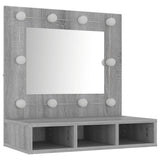 NNEVL Mirror Cabinet with LED Grey Sonoma 60x31.5x62 cm