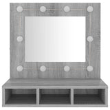 NNEVL Mirror Cabinet with LED Grey Sonoma 60x31.5x62 cm