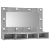 NNEVL Mirror Cabinet with LED Grey Sonoma 90x31.5x62 cm