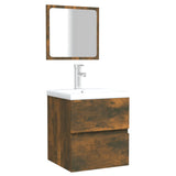 NNEVL Bathroom Cabinet with Mirror Smoked Oak Engineered Wood