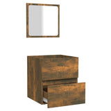 NNEVL Bathroom Cabinet with Mirror Smoked Oak Engineered Wood