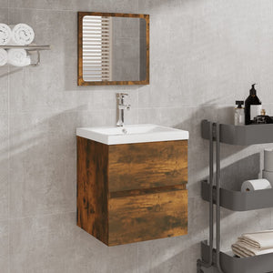 NNEVL Bathroom Cabinet with Mirror Smoked Oak Engineered Wood