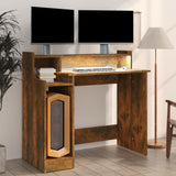 NNEVL Desk with LED Lights Smoked Oak 97x45x90 cm Engineered Wood