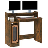NNEVL Desk with LED Lights Smoked Oak 97x45x90 cm Engineered Wood