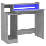 NNEVL Desk with LED Lights Grey Sonoma 97x45x90 cm Engineered Wood