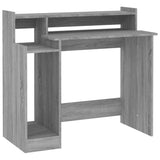 NNEVL Desk with LED Lights Grey Sonoma 97x45x90 cm Engineered Wood