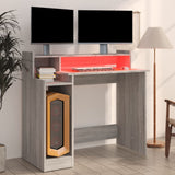 NNEVL Desk with LED Lights Grey Sonoma 97x45x90 cm Engineered Wood