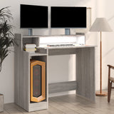 NNEVL Desk with LED Lights Grey Sonoma 97x45x90 cm Engineered Wood