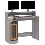 NNEVL Desk with LED Lights Grey Sonoma 97x45x90 cm Engineered Wood