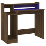 NNEVL Desk with LED Lights Brown Oak 97x45x90 cm Engineered Wood