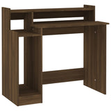 NNEVL Desk with LED Lights Brown Oak 97x45x90 cm Engineered Wood