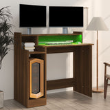 NNEVL Desk with LED Lights Brown Oak 97x45x90 cm Engineered Wood