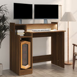 NNEVL Desk with LED Lights Brown Oak 97x45x90 cm Engineered Wood