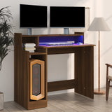 NNEVL Desk with LED Lights Brown Oak 97x45x90 cm Engineered Wood