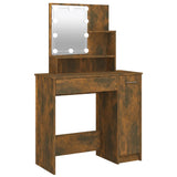 NNEVL Dressing Table with LED Smoked Oak 86.5x35x136 cm