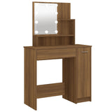 NNEVL Dressing Table with LED Brown Oak 86.5x35x136 cm