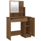 NNEVL Dressing Table with LED Brown Oak 86.5x35x136 cm
