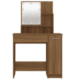 NNEVL Dressing Table with LED Brown Oak 86.5x35x136 cm