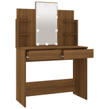 NNEVL Dressing Table with LED Brown Oak 96x40x142 cm