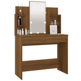 NNEVL Dressing Table with LED Brown Oak 96x40x142 cm