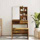 NNEVL Dressing Table with Mirror Smoked Oak 74.5x40x141 cm