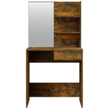 NNEVL Dressing Table with Mirror Smoked Oak 74.5x40x141 cm