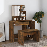 NNEVL Dressing Table with Mirror Smoked Oak 86.5x35x136 cm