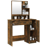 NNEVL Dressing Table with Mirror Smoked Oak 86.5x35x136 cm