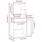 NNEVL Dressing Table with Mirror Smoked Oak 86.5x35x136 cm