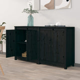 NNEVL Sideboards 2 pcs Black 70x35x80 cm Solid Wood Pine