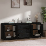 NNEVL Sideboard Black 210x35x80 cm Solid Wood Pine