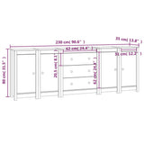 NNEVL Sideboard White 230x35x80 cm Solid Wood Pine