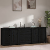 NNEVL Sideboard Black 230x35x80 cm Solid Wood Pine