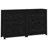 NNEVL Sideboard Black 140x35x80 cm Solid Wood Pine