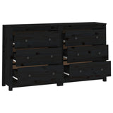 NNEVL Sideboard Black 140x35x80 cm Solid Wood Pine