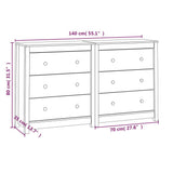 NNEVL Sideboard Black 140x35x80 cm Solid Wood Pine