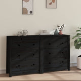 NNEVL Sideboard Black 140x35x80 cm Solid Wood Pine