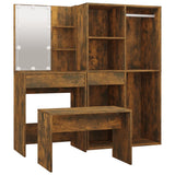 NNEVL Dressing Table Set with LED Smoked Oak Engineered Wood