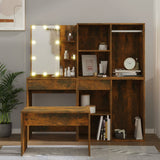NNEVL Dressing Table Set with LED Smoked Oak Engineered Wood