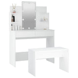 NNEVL Dressing Table Set with LED White Engineered Wood