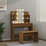NNEVL Dressing Table Set with LED Brown Oak Engineered Wood
