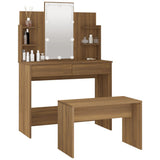 NNEVL Dressing Table Set with LED Brown Oak Engineered Wood