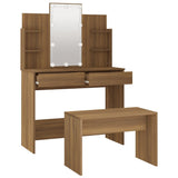 NNEVL Dressing Table Set with LED Brown Oak Engineered Wood