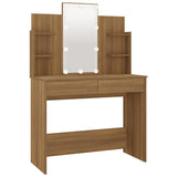 NNEVL Dressing Table Set with LED Brown Oak Engineered Wood