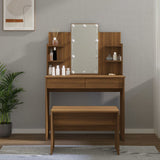 NNEVL Dressing Table Set with LED Brown Oak Engineered Wood