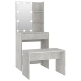 NNEVL Dressing Table Set with LED Concrete Grey Engineered Wood
