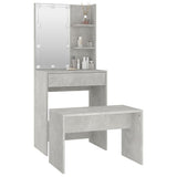 NNEVL Dressing Table Set with LED Concrete Grey Engineered Wood