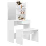 NNEVL Dressing Table Set High Gloss White 74.5x40x141 cm